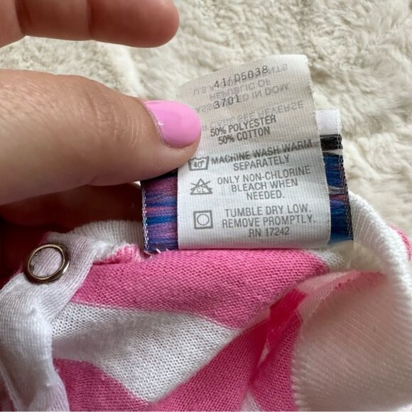 Disney | Vintage Pink Striped Graphic "Baby Mickey" Bodysuit | Size 18 Months - Picture 14 of 14